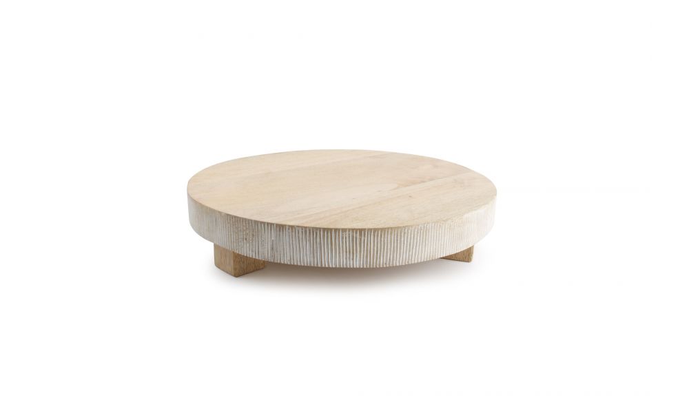 Grand Planche à servir+pied D38xH8cm - Bois Mangue